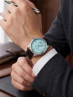 French Connection - Heure Noble Men Leather Round Blue Dial Watch-FCN0208UBL (Medium)