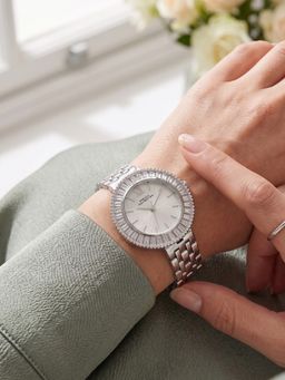 French Connection - Couronne eclat Women Stainless Steel Round White Dial Watch-FCN0213SM (Medium)