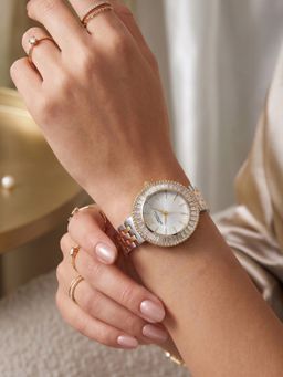 French Connection - Couronne eclat Women Stainless Steel Round White Dial Watch-FCN0213TM (Medium)
