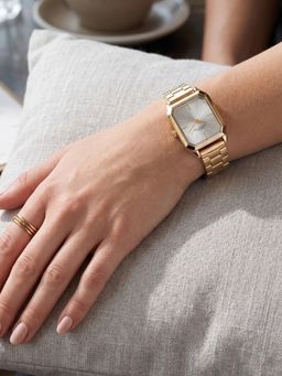 French Connection - Novara Women Stainless Steel Rectangular Silver Dial Watch-FCN0215GM (Medium)