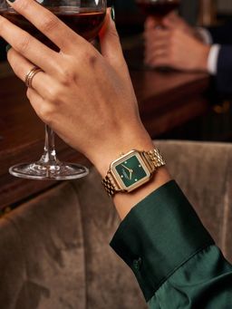 French Connection - Bijou Carre Women Stainless Steel Square Green Dial Watch-FCN0217NGM (Medium)