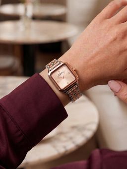 French Connection - Bijou Carre Women Stainless Steel Square Rose gold Dial Watch-FCN0217RTM (Medium)