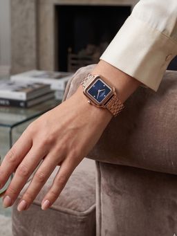French Connection - Bijou Carre Women Stainless Steel Square Navy Blue Dial Watch-FCN0217URGM (Medium)