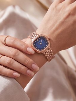 French Connection - eclat Forme Women Stainless Steel Round Navy Blue Dial Watch-FCN0219URGM (Medium)