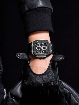French Connection - Aurionx Men Silicon Square Black Dial Watch-FCO12BB (Medium)
