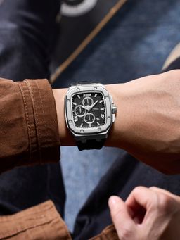 French Connection - Aurionx Men Silicon Square Black Dial Watch-FCO12SB (Medium)