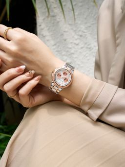 French Connection - Chronea Women Stainless Steel Round Silver Dial Watch-FCO6SRTM (Medium)