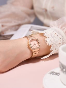 French Connection - Relia Women Stainless Steel Round Rose gold Dial Watch-FCO9RGM (Medium)