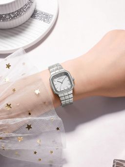 French Connection - Relia Women Stainless Steel Round Silver Dial Watch-FCO9SM (Medium)
