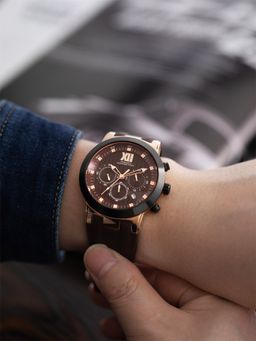 French Connection - Imperio Men Silicon Round Brown Dial Watch-FCP48BR (Medium)