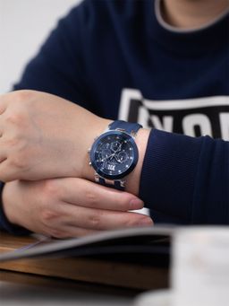 French Connection - Imperio Men Silicon Round Blue Dial Watch-FCP48U (Medium)