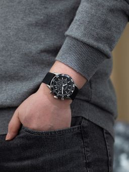 French Connection - Raptor Men Silicon Round Black Dial Watch-FCP50GNB (Medium)
