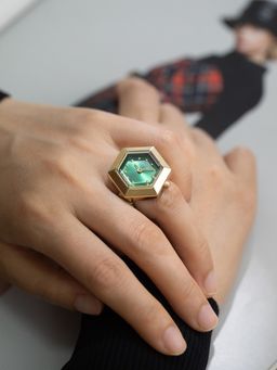 French Connection - Arclume Women Stainless Steel Hexagon Green Dial Watch-FCR02NGM (Medium)