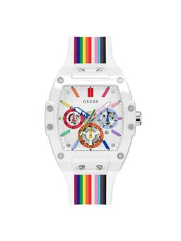 Guess - NA Men Silicon Rectangular White Dial Watch-GW0720G2M (Medium)