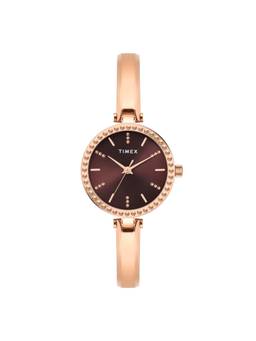Timex - Trendline Women Brass Round Brown Dial Watch-TWEL27002 (Medium)