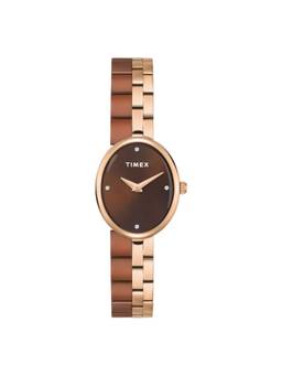 Timex - Trendline Women Stainless Steel Oval Brown Dial Watch-TWEL27102 (Medium)