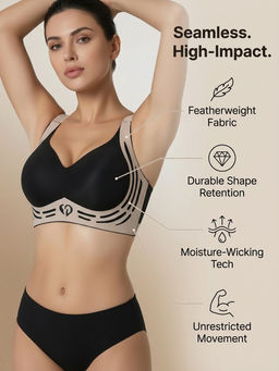 BRACHY - Black Plus Size Padded Light Support Wireless Bra