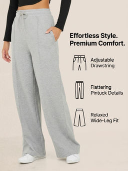 Styli - Pintuck Drawstring Waistband Wide Leg Jogger