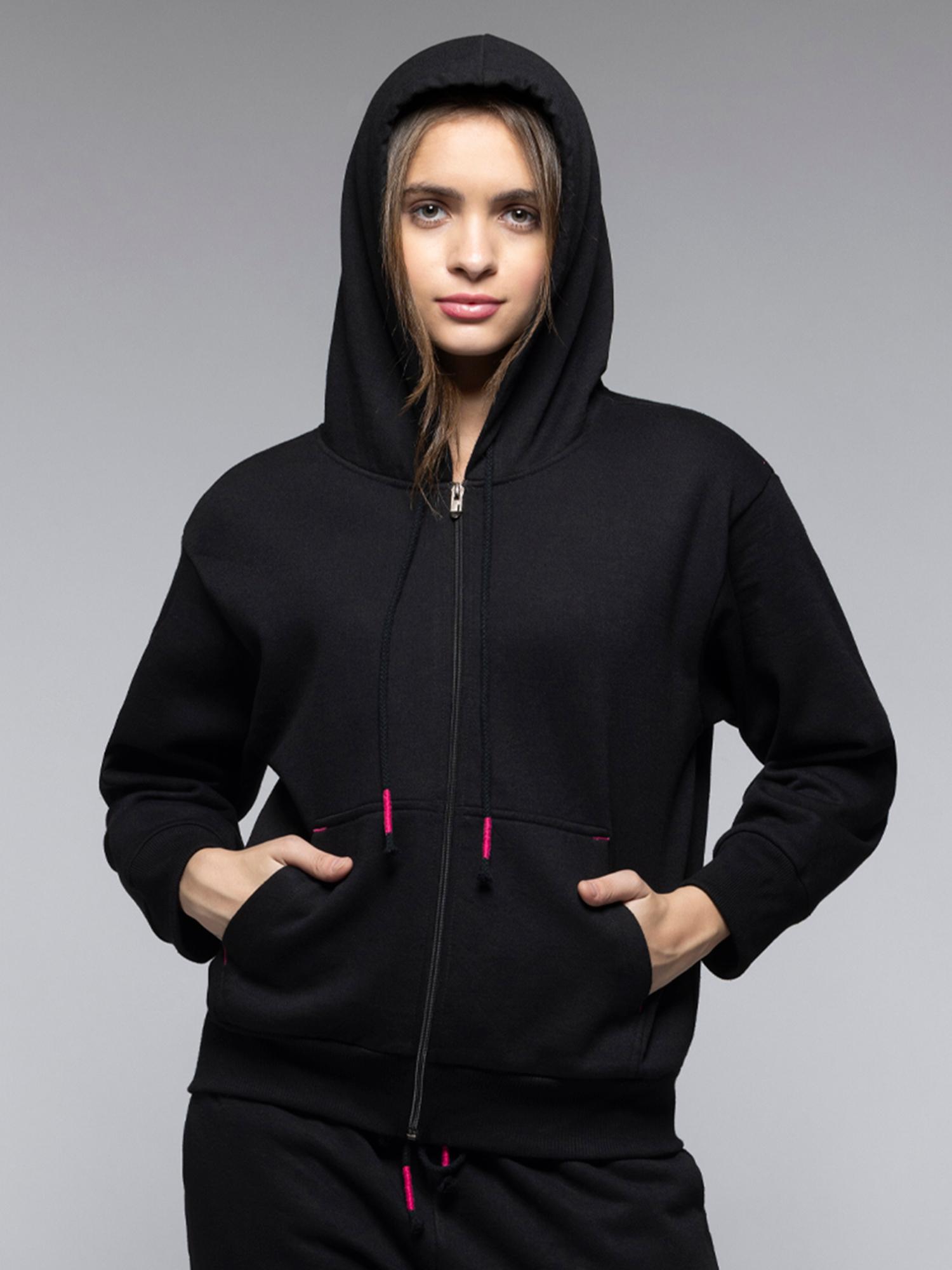 shaye Hood Neck Black Solid Long Sleeves Casual Jacket for Women-picture-41