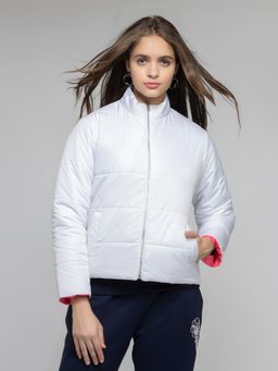 SHAYE - High Neck White Ombre Print Long Sleeves Puffer Jackets for Women