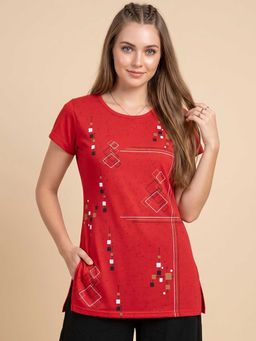 Vero Amore - Woman Long T-Shirt Best for Everyday Wear Red