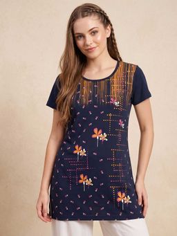 Vero Amore - Woman Long T-Shirt Best for Everyday Wear Navy Blue