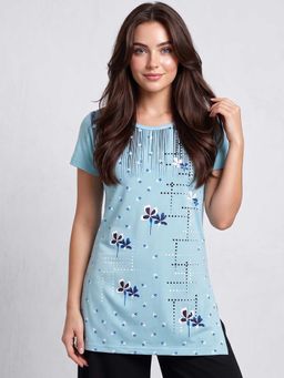 Vero Amore - Woman Long T-Shirt Best for Everyday Wear Blue