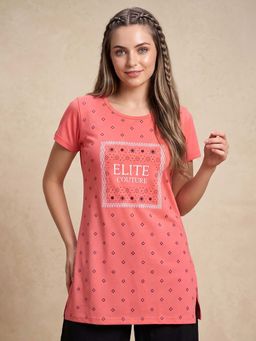 Vero Amore - Woman Long T-Shirt Best for Everyday Wear Peach