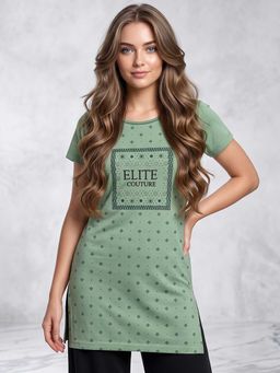 Vero Amore - Woman Long T-Shirt Best for Everyday Wear Green