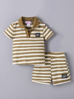 Hopscotch - 2-Pc Textured Polo T-Shirt and Shorts