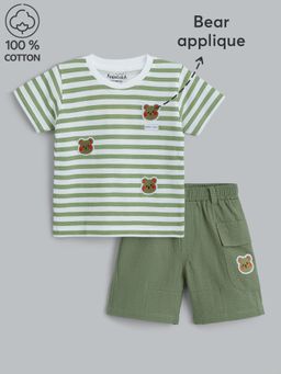 Hopscotch - 2-Pc Bear Buddy Applique Cotton Short Set