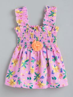 Hopscotch - Smocked Tropical Casual Dress