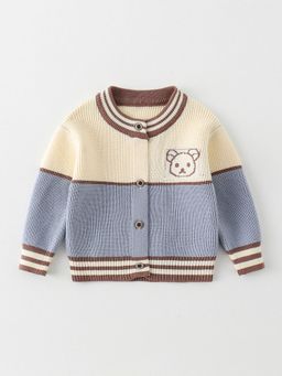 Hopscotch - Bear Motif Colorblock Cardigan