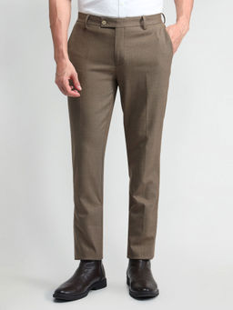 Arrow - Solid Brown Polyester Trouser