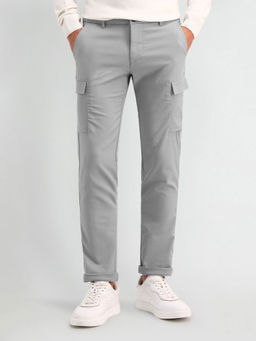 Arrow Sports - Solid Grey Polyester Trouser