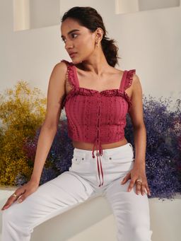 Style Island - Women's Magenta Cotton Sara Prune Crop Top