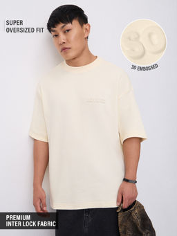 The Souled Store - Men Cream Super-Oversized Caffeine Men Super T-Shirt