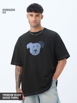 The Souled Store - Men Black Pets On: Dawg Men Oversized T-Shirt