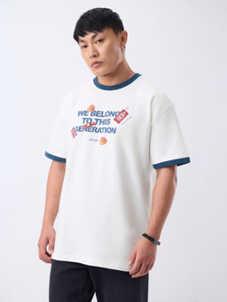 The Souled Store - Men Off White Oversized: We Belong Men Oversized T-Shirt