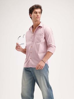 WROGN - Solid Slim Fit Full Sleeve Shirt - Pink