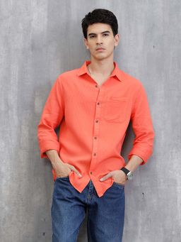 WROGN - Striped Regular Fit Shirt - Orange