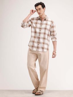 WROGN - Slim Fit Checkered Shirt - Brown