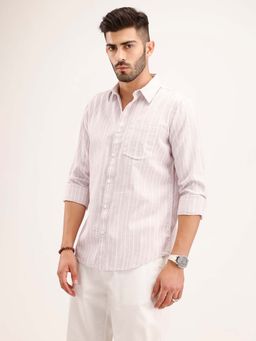 WROGN - Textured Slim Fit Striped Shirt - Pink