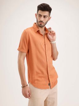 WROGN - Slim Fit Half Sleeve Shirt - Orange