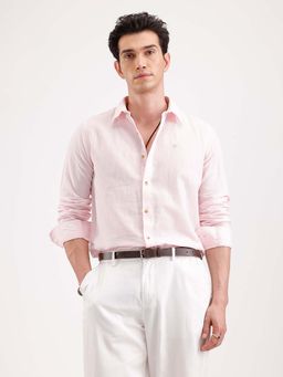 WROGN - Solid Slim Fit Linen Blend Shirt - Pink
