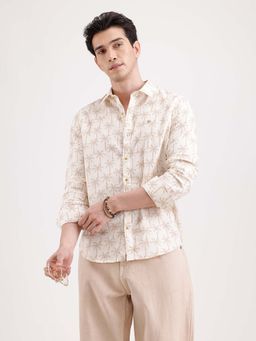 WROGN - Slim Fit Aop Linen Blend Shirt - Off White