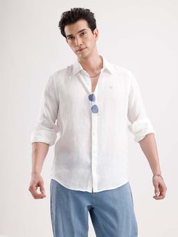 WROGN - Solid Slim Fit Linen Blend Shirt - White
