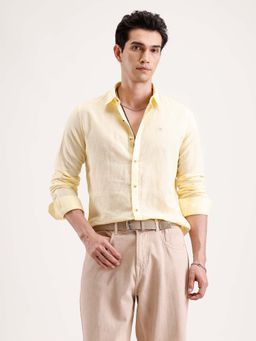 WROGN - Solid Slim Fit Linen Blend Shirt - Yellow