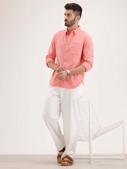 WROGN - Regular Fit Solid Cotton Shirt - Pink