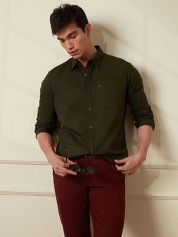 WROGN - Cut And Sew Slim Fit Shirt - Olive